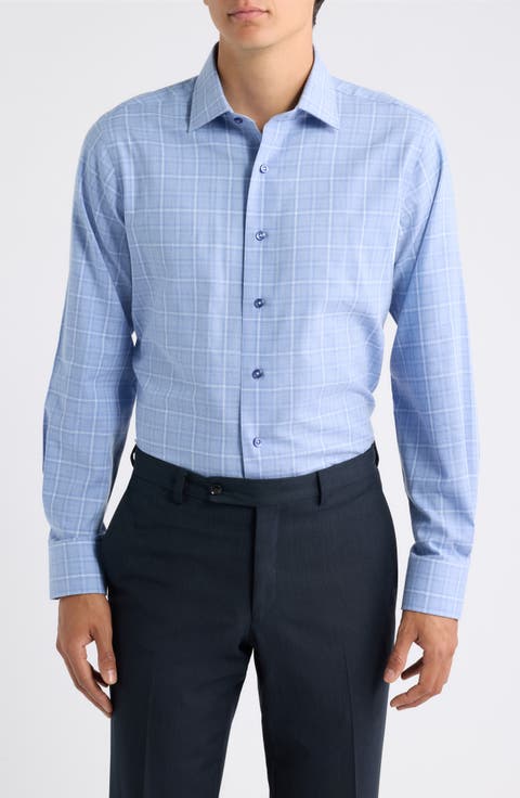 Trim Fit Plaid Dress Shirt