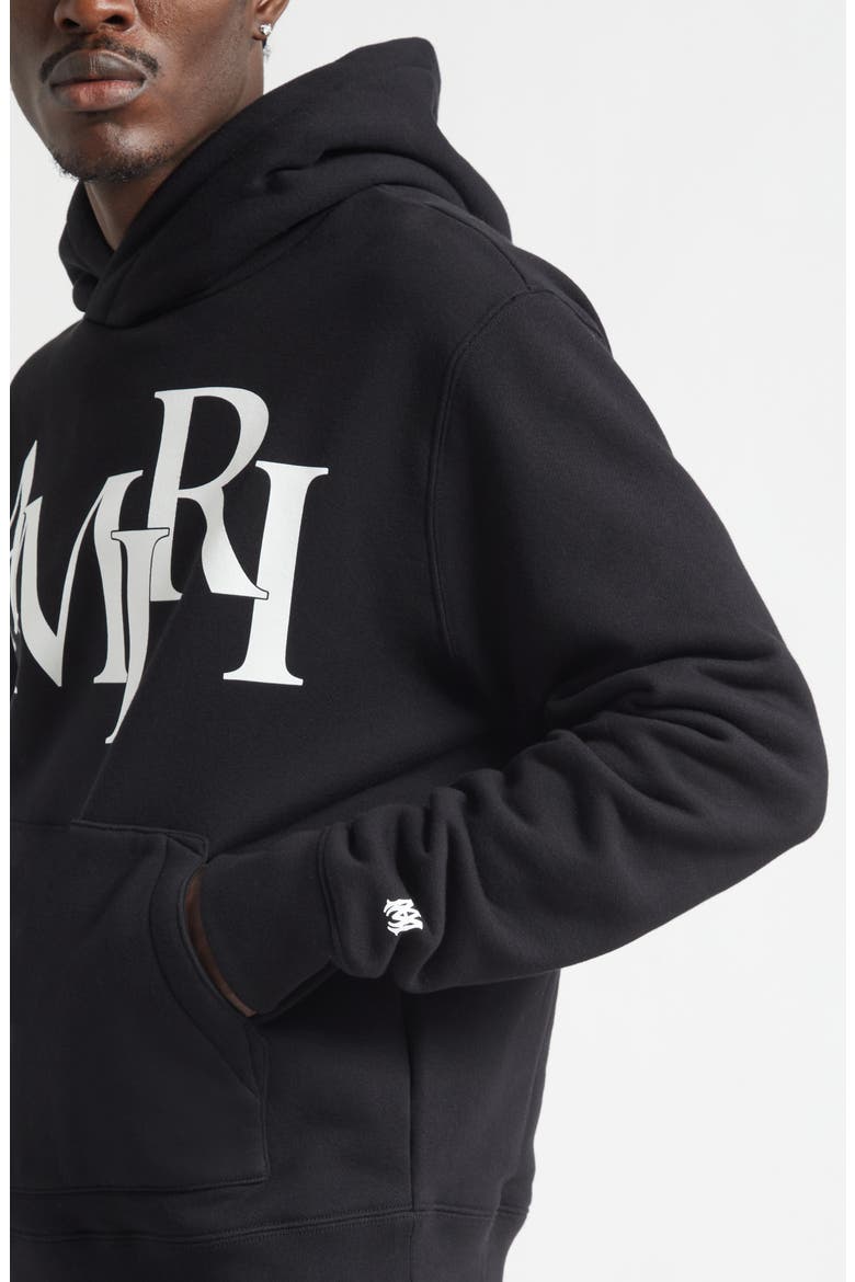 Staggered Logo Graphic Hoodie, Alternate, color, BLACK