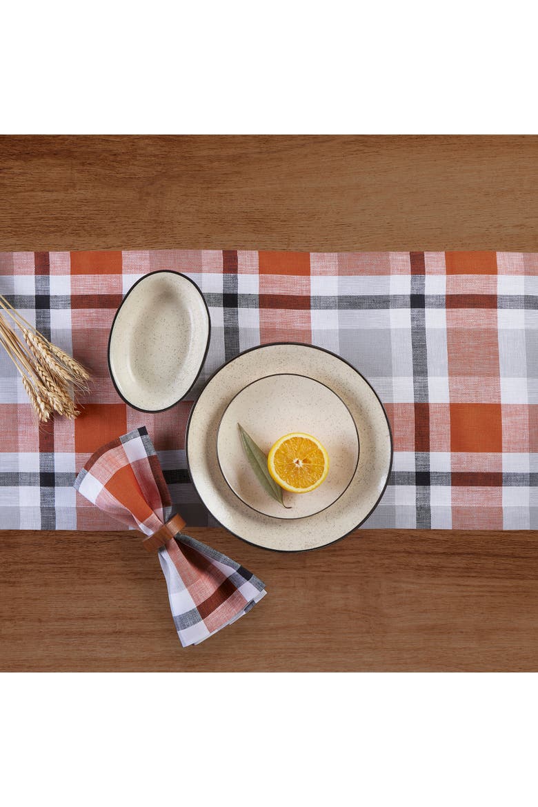 Linen Table Runner - Fall Buffalo Check, Alternate, color, Cinnamon