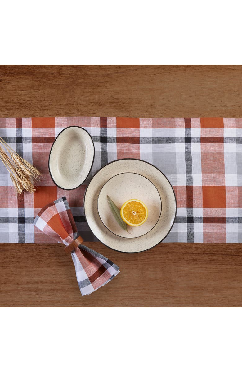 Solino Home Linen Table Runner for Dining Table, Holiday and Everyday Table Decor - Fall Buffalo Check, Alternate, color, 