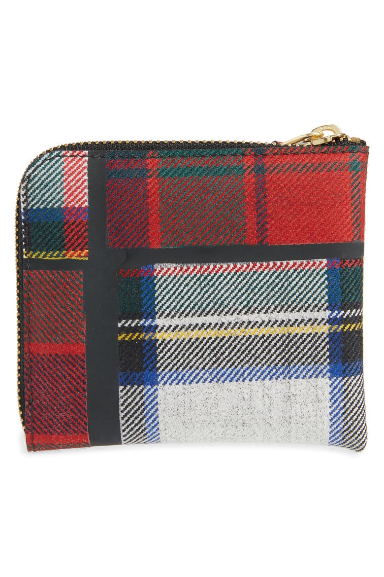 Tartan Patchwork Half Zip French Wallet, Alternate, color, RED