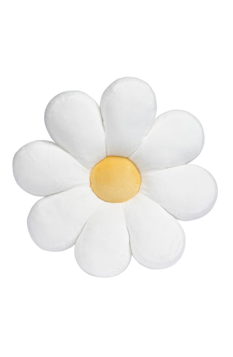 Lambs & Ivy Sweet Daisy Flower Decorative Pillow Plush Stuffed Toy, Main, color, White