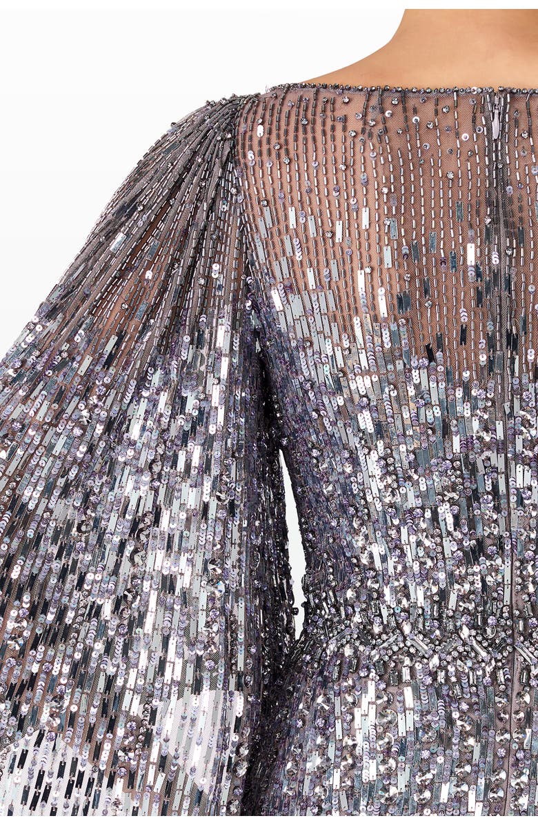 Jenny Packham Ines Sequin-Embellished Dress, Alternate, color, Granite