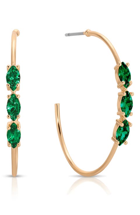 Triple Marquise Cubic Zirconia Hoop Earrings