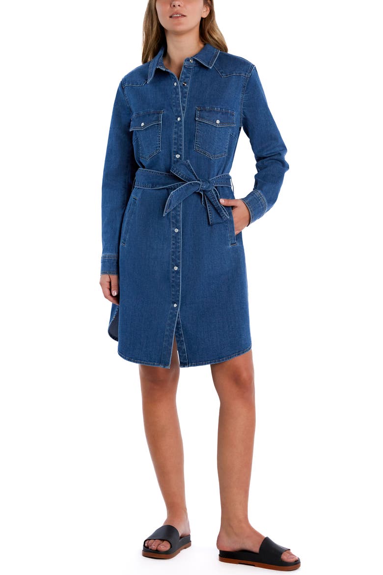 Marie Belted Denim Shirtdress, Main, color, MARIE BLUE