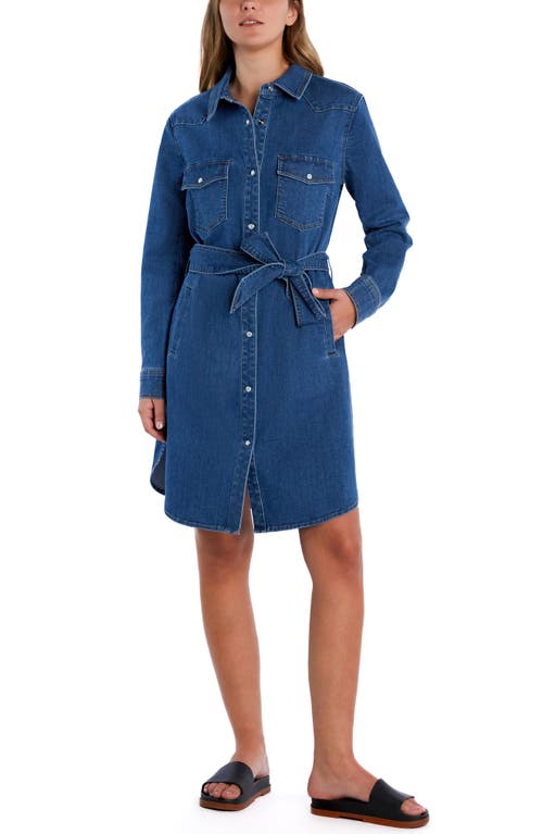 Wash Lab Denim Marie Belted Denim Shirtdress In Marie Blue