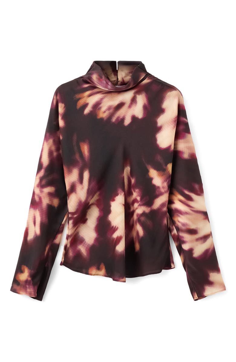 MANGO Tie Dye Mock Neck Top, Main, color, Burgundy