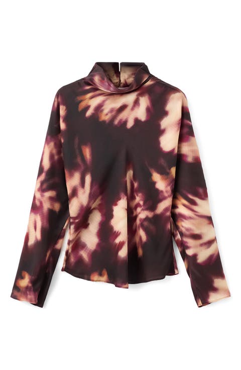 Tie Dye Mock Neck Top
