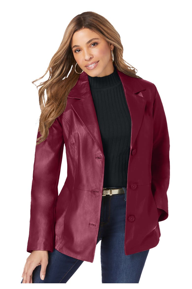 Leather Blazer, Main, color, MERLOT
