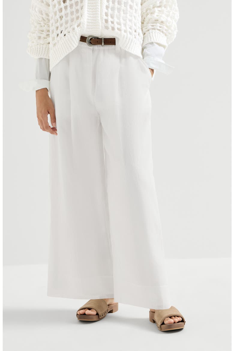 Boxy pleated trousers, Alternate, color, White