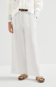 Brunello Cucinelli Cotton organza boxy pleated trousers with monili