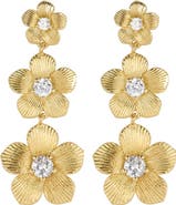 ATHRA LUXE Cubic Zirconia Triple Flower Drop Earrings