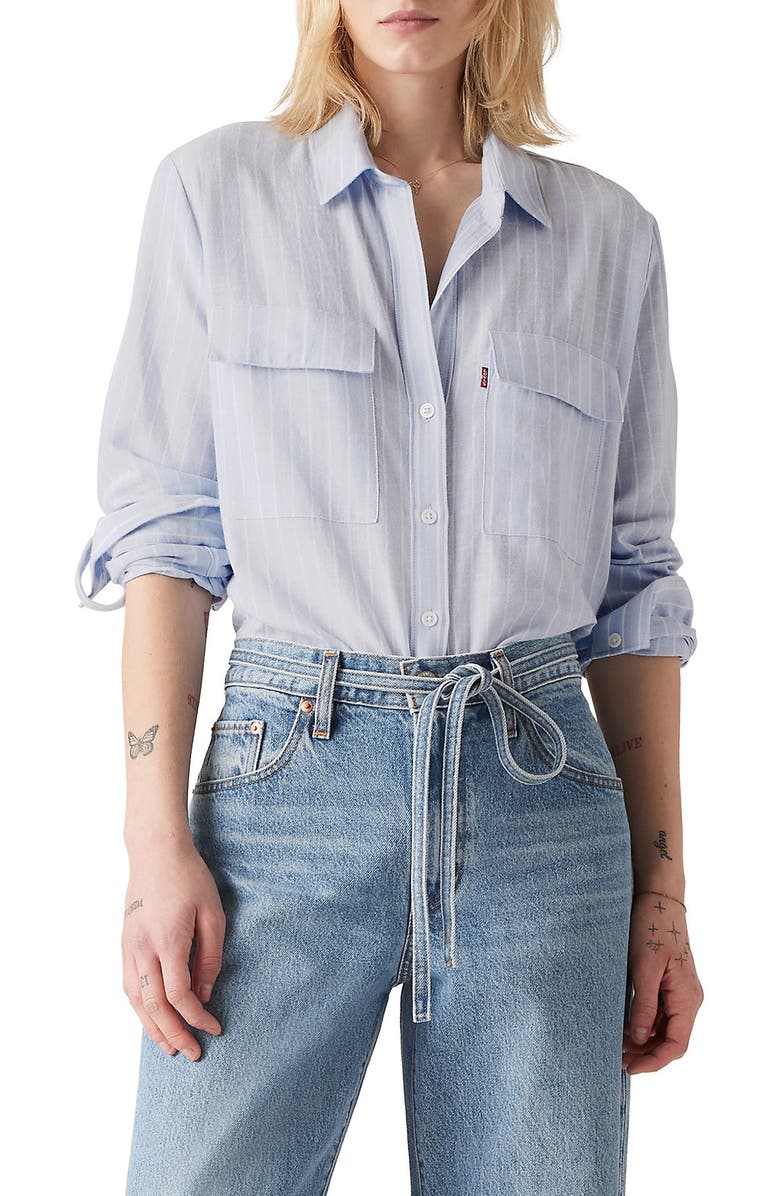 Levi's<sup>®</sup> Doreen Pinstripe Utility Button-Up Shirt, Main, color, 