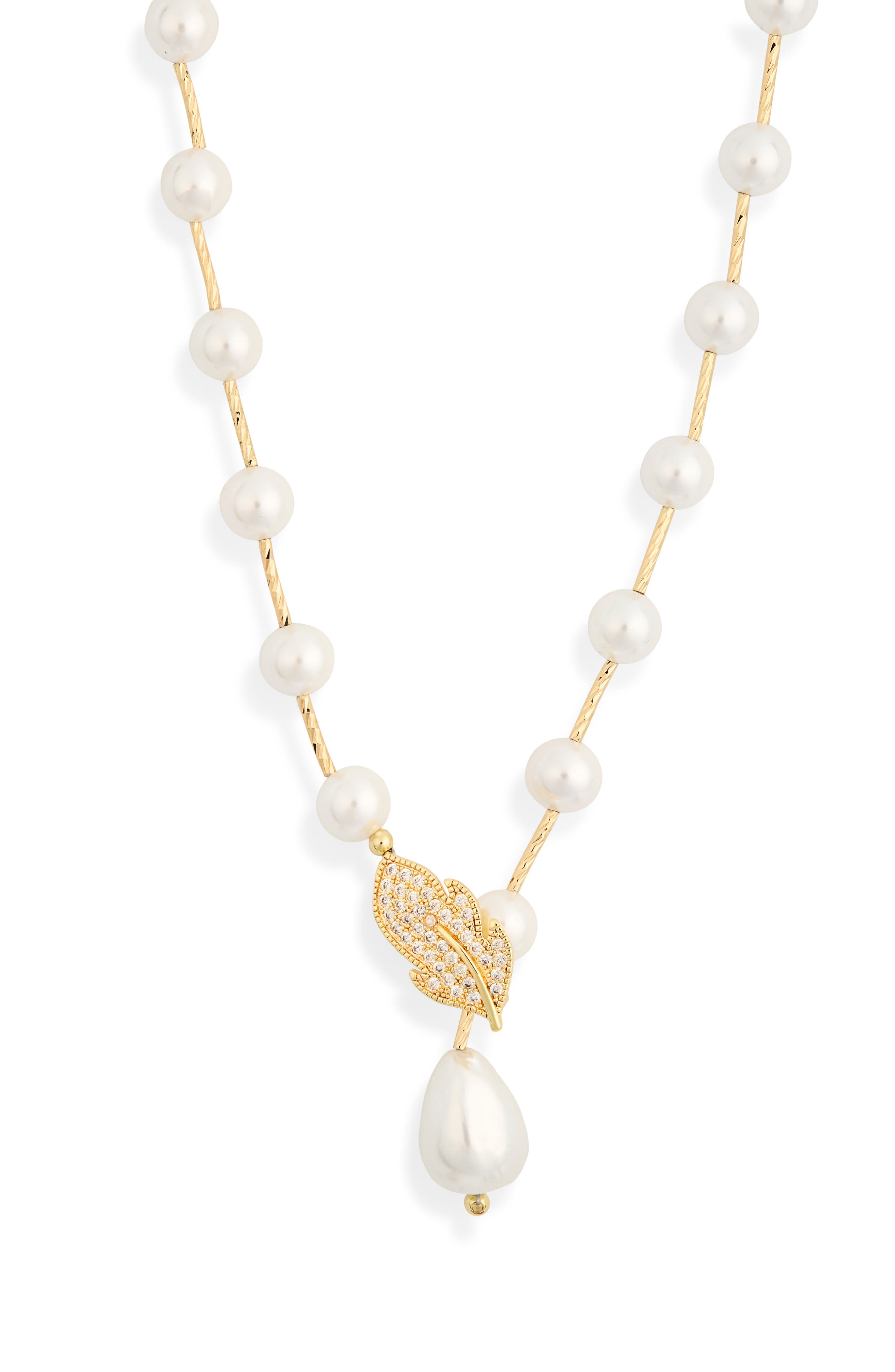 EYE CANDY LOS ANGELES Sabrina Crystal & Faux Pearl Necklace