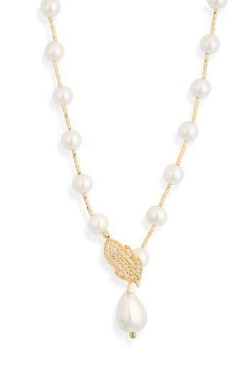 Eye Candy Los Angeles Sabrina Crystal & Faux Pearl Necklace In Multi