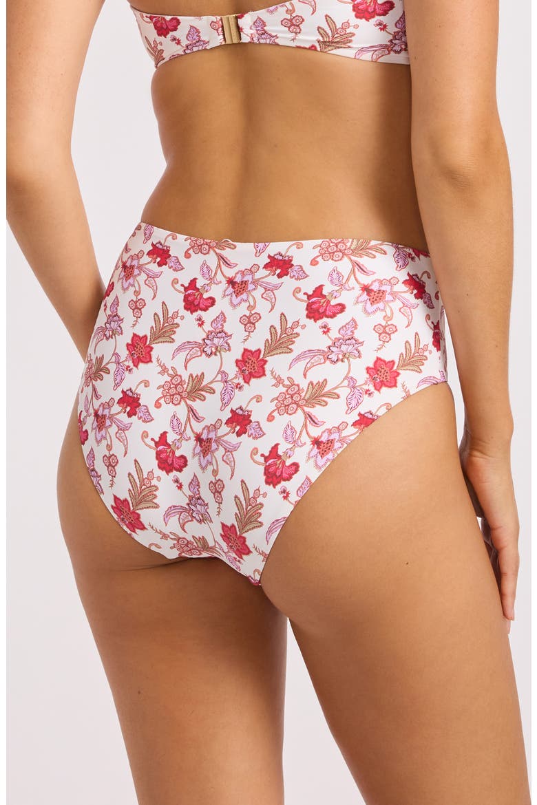 Floral High Waist Bikini Bottoms, Alternate, color, ECRU