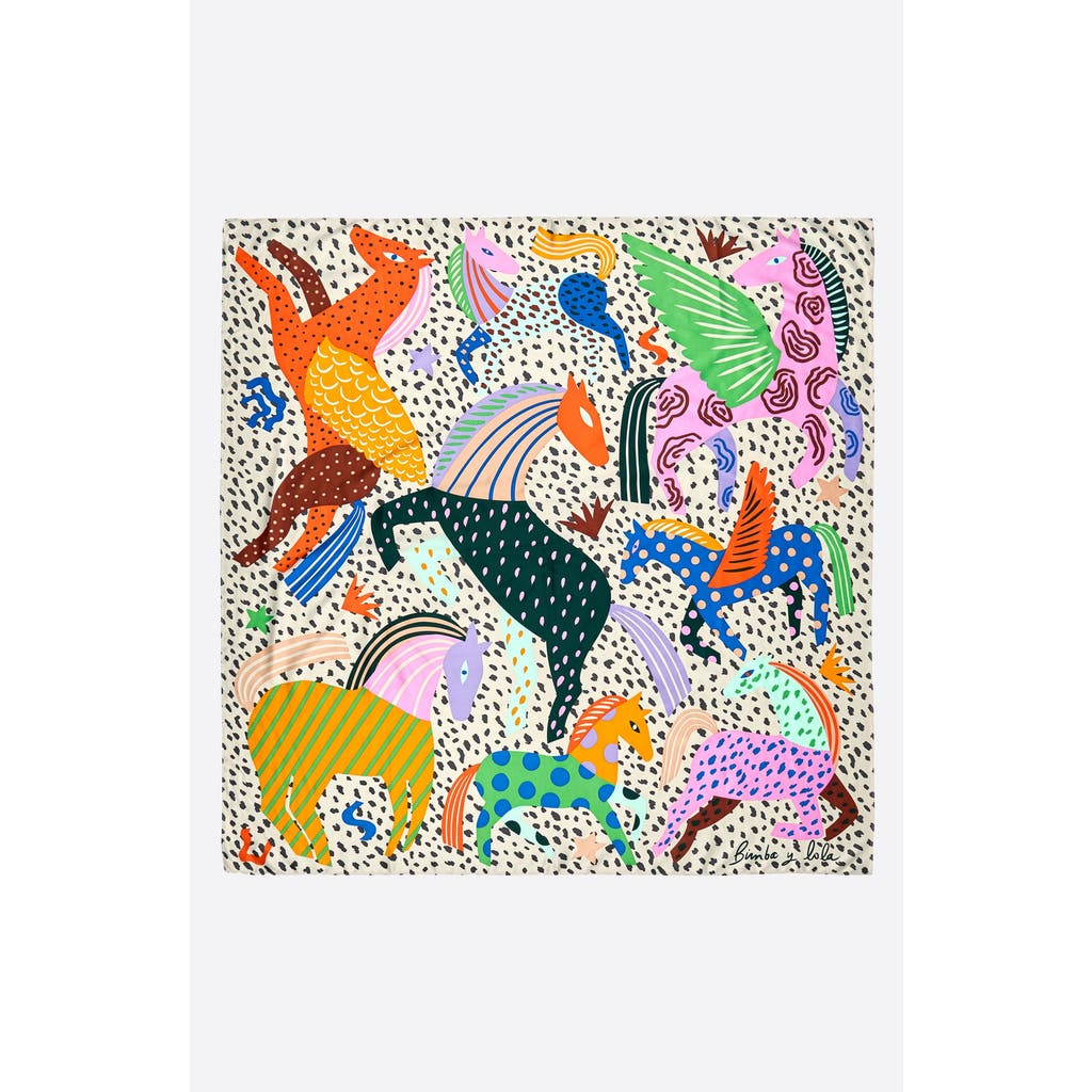 Bimba Y Lola Horse Scarf With Mini Prints In Multi