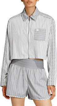 adidas Originals Stripe Crop Zip-Up Shirt