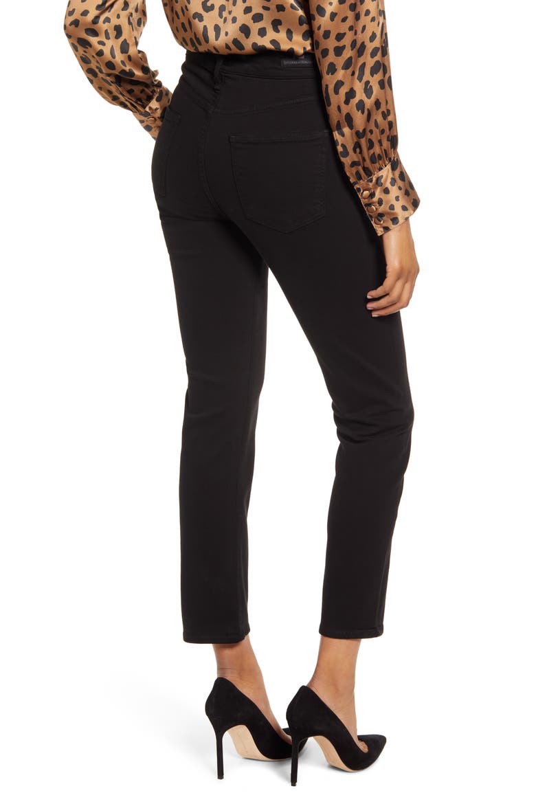 Harlow High Waist Ankle Slim Cut Jeans, Alternate, color, PLUSH BLACK