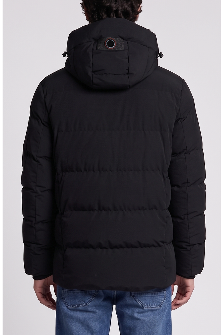 Hooded Puffer Jacket with Sleeve Pocket, Alternate, color, Black