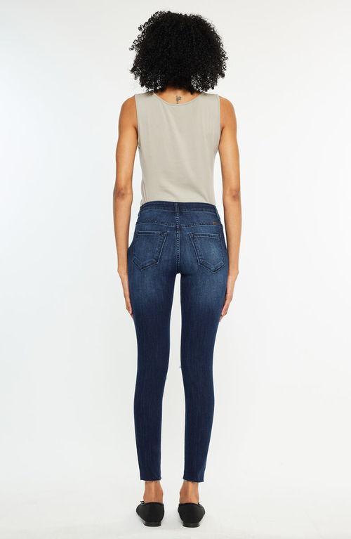 Kancan Kate Dark Wash Mid Rise Ankle Skinny Jeans In Blue