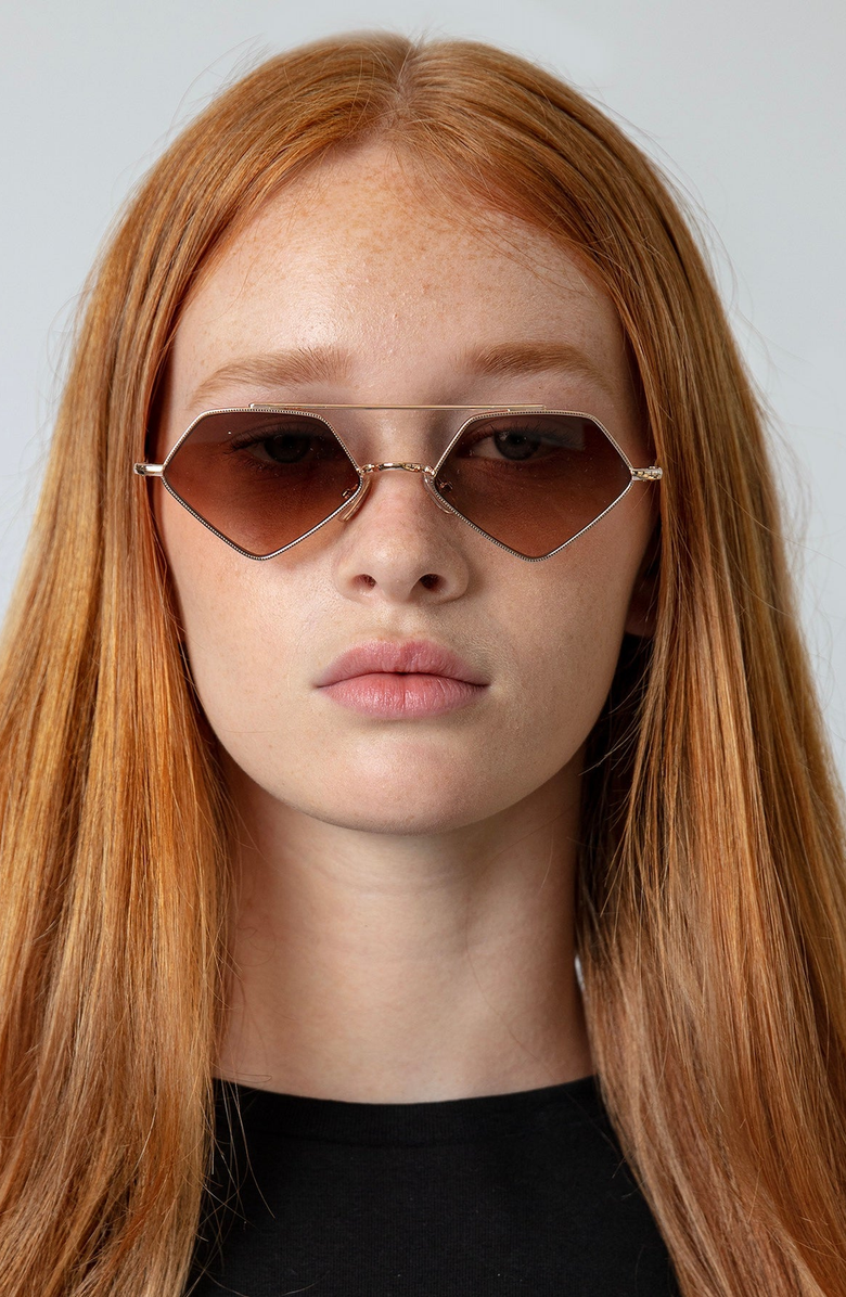 Illesteva Bayley Sunglasses, Alternate, color, Rose Gold / Brown