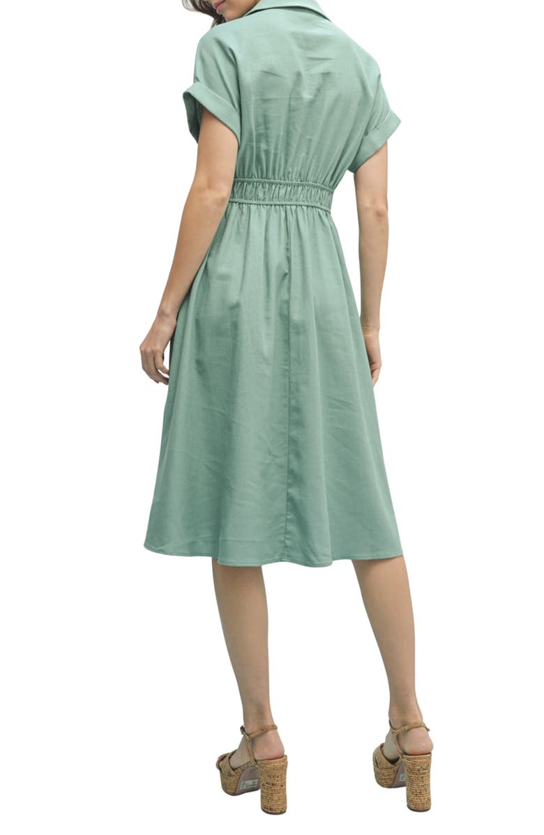 WISHLIST Short Sleeve Midi Shirtdress, Alternate, color, Pistachio
