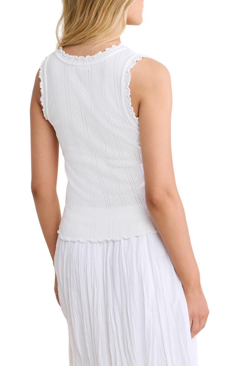 nz BY NIC AND ZOE Ella Rib Lettuce Trim Cotton Pointelle Tank, Alternate, color, Paper White