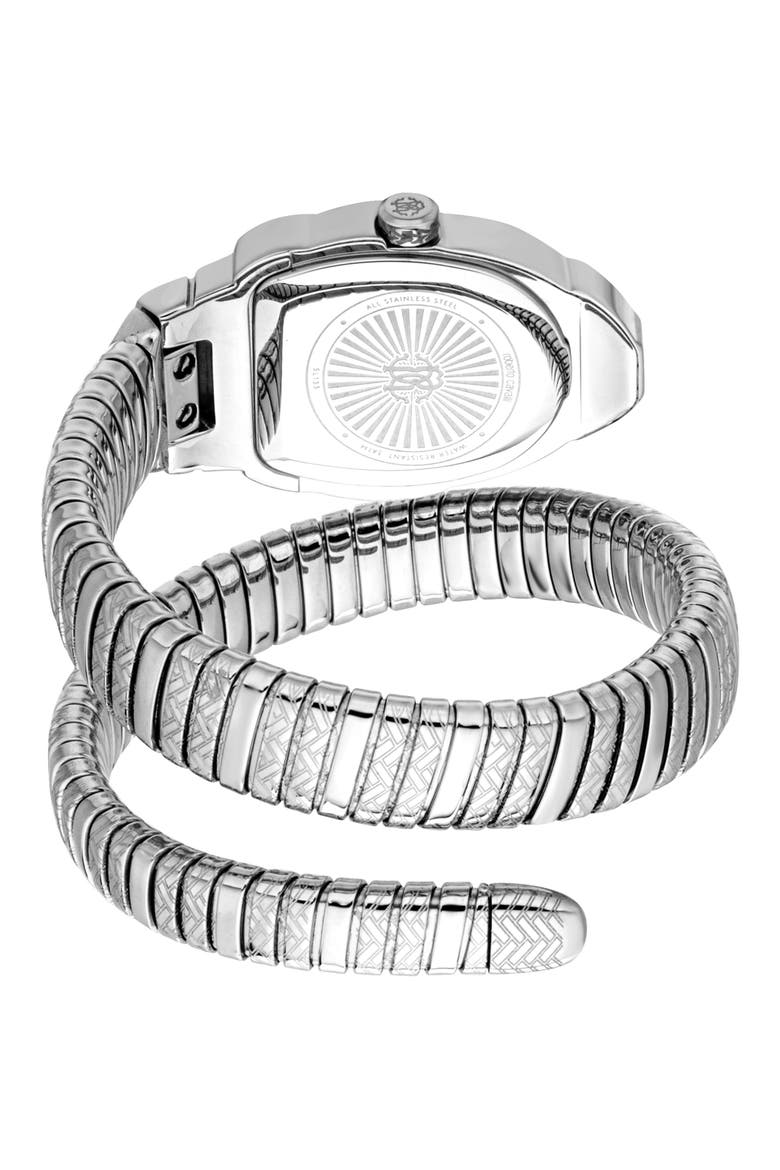 Snake Wraparound Bracelet Watch, 25mm x 30mm, Alternate, color, SILVER/ BLUE