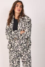 NASTY GAL Denim Animal Print Biker Jacket