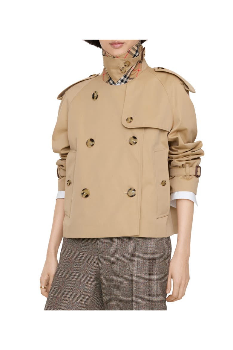 Cropped Gabardine Mayfair Trench Jacket, Main, color, Honey beige