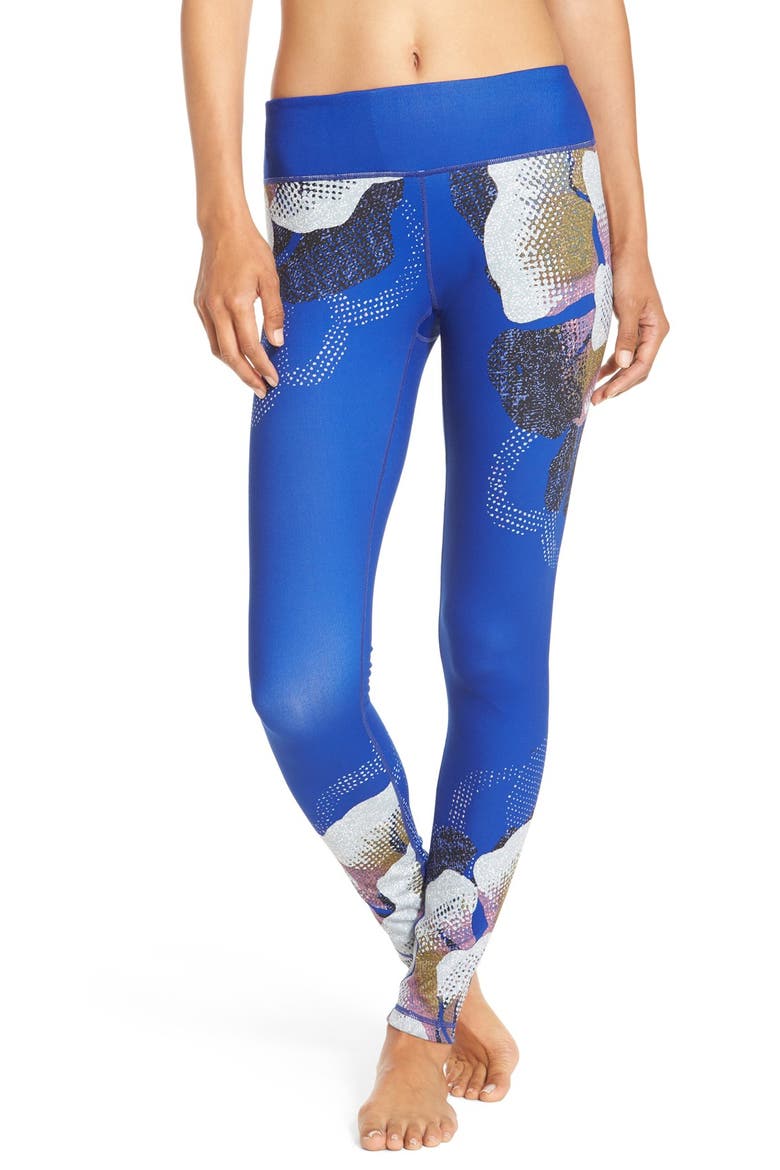 'Live In' Graphic Leggings, Main, color, BLUE ULTRA FLOWER PRINT