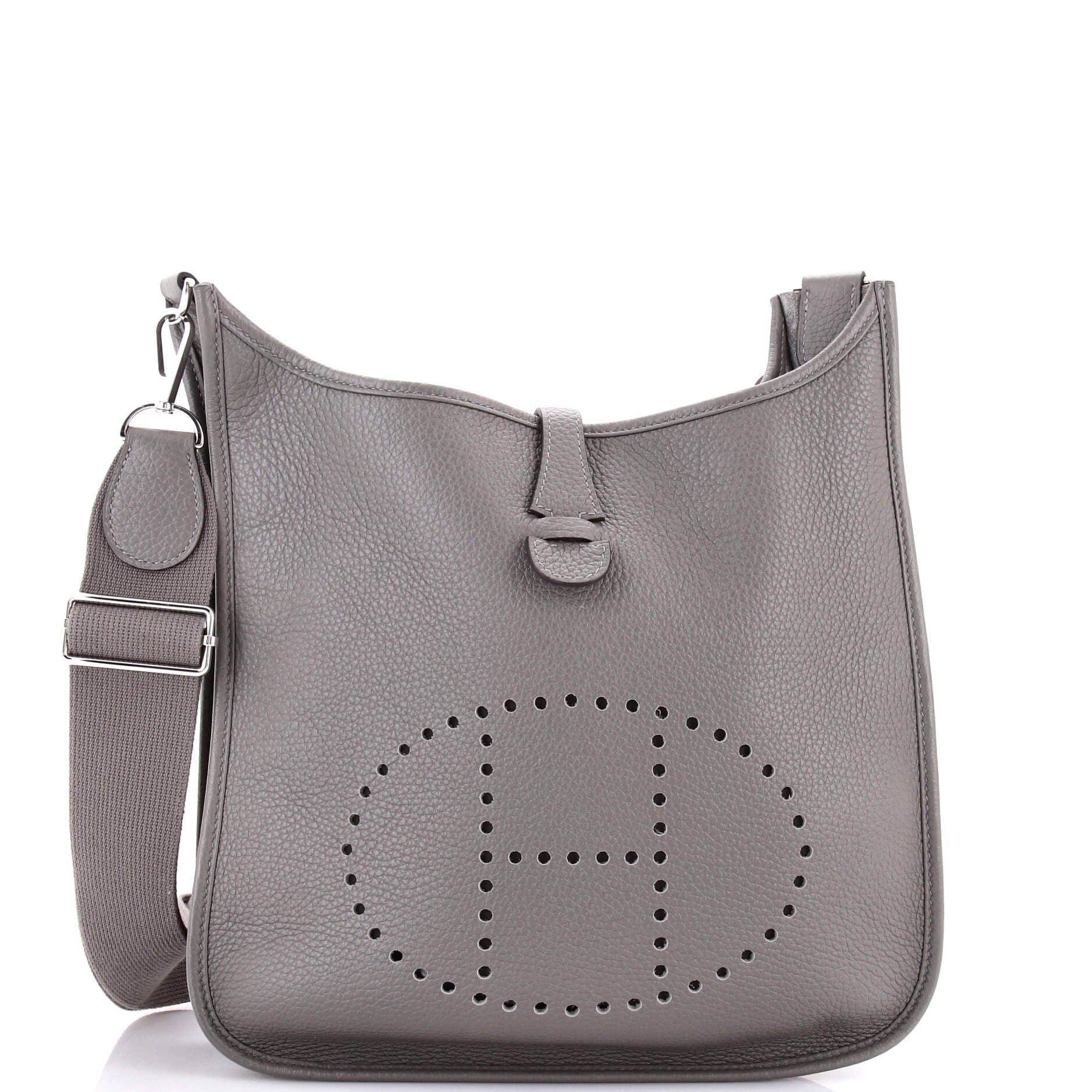 Pre-Owned Hermes Evelyne Bag Gen III Clemence PM, Main, color, Gris Meyer