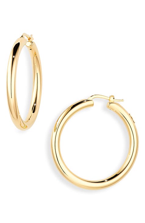 18k genuine gold hoop earrings outlet