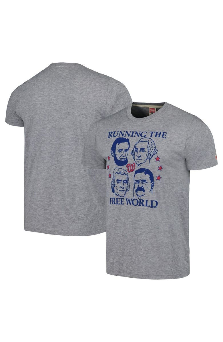 Homage Men's Homage Gray Washington Nationals Doodle Collection Running The Free World Tri-Blend T-Shirt, Main, color,