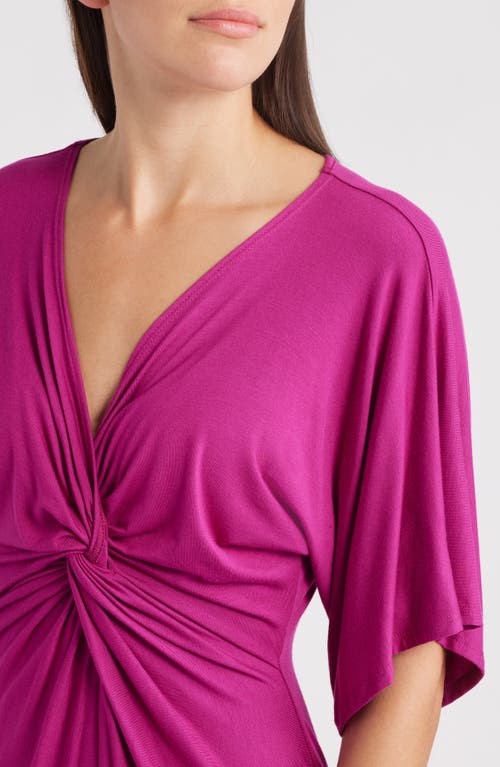 Loveappella Twist Front Knit Midi Dress In Pink