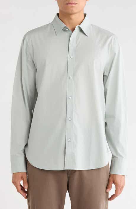 Griffin Stripe Long Sleeve Cotton Button-Up Shirt