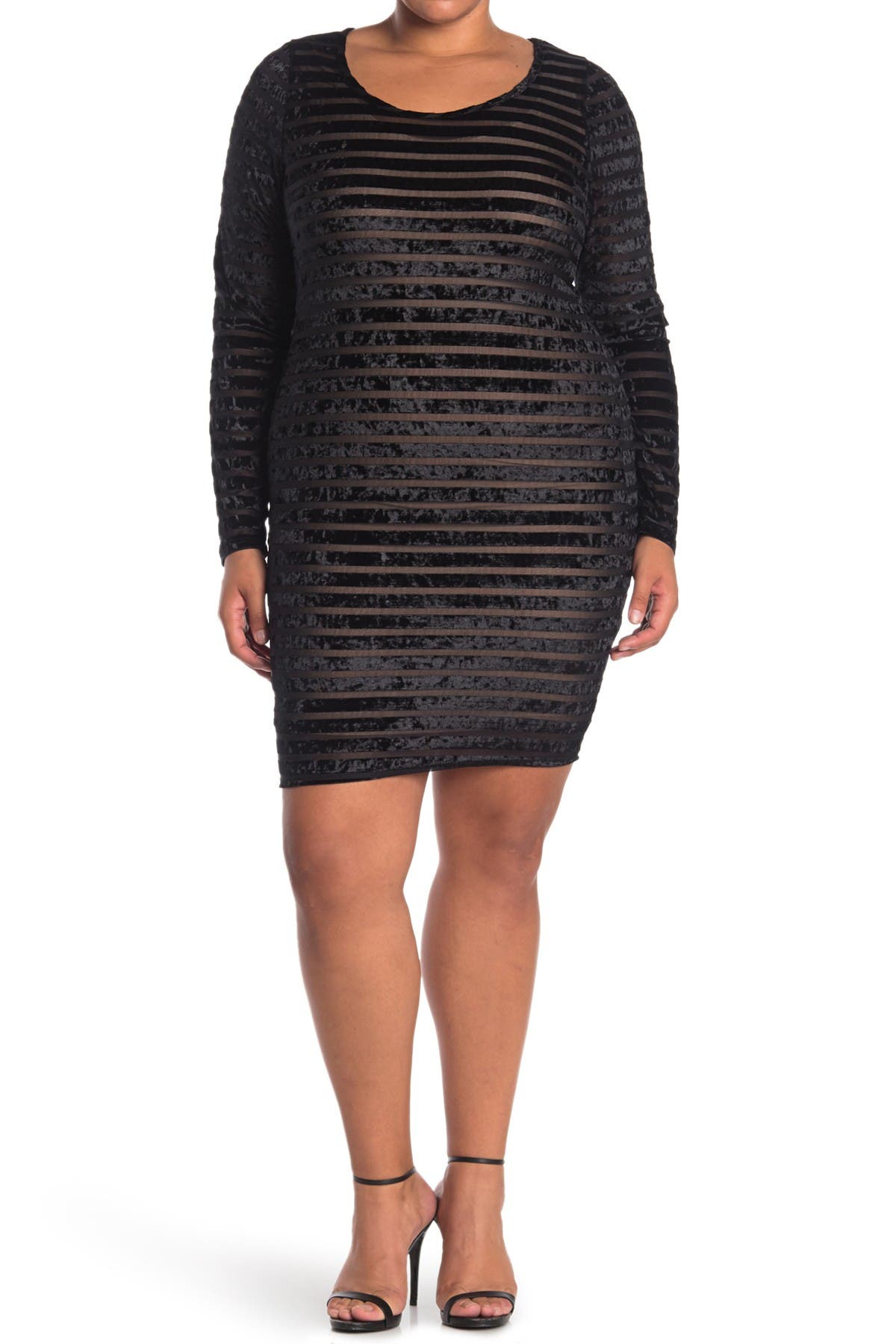 Curvy Sense Velvet Stripe Burnout Dress (Women) | Nordstromrack