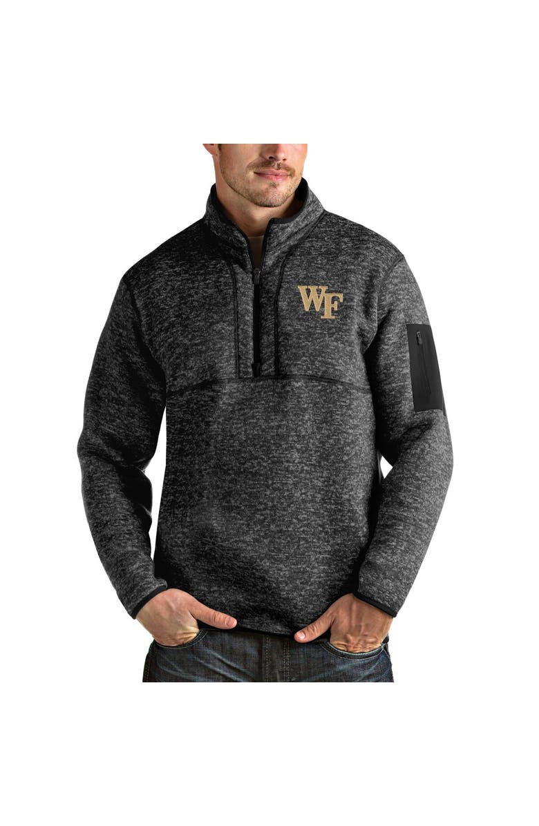 ANTIGUA Men's Antigua Black Wake Forest Demon Deacons Fortune Half-Zip Sweatshirt, Main, color, 