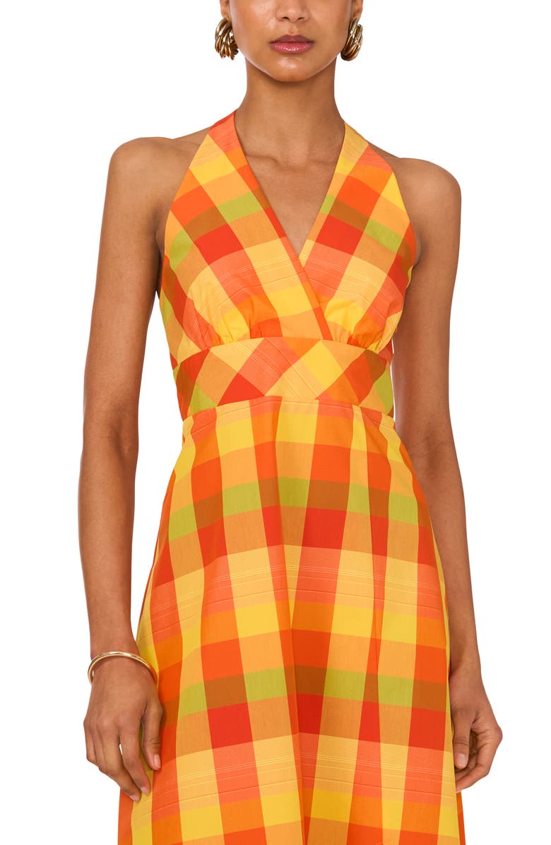1.STATE Check Halter Maxi Dress, Alternate, color,