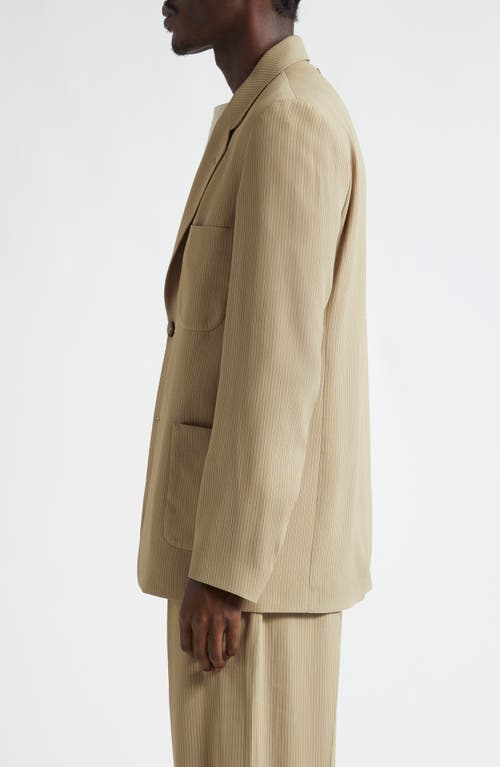Golden Goose Journey Ms Decontructed Jacket Lowell Pinstripe Blend Viscose Fabric In Travertine
