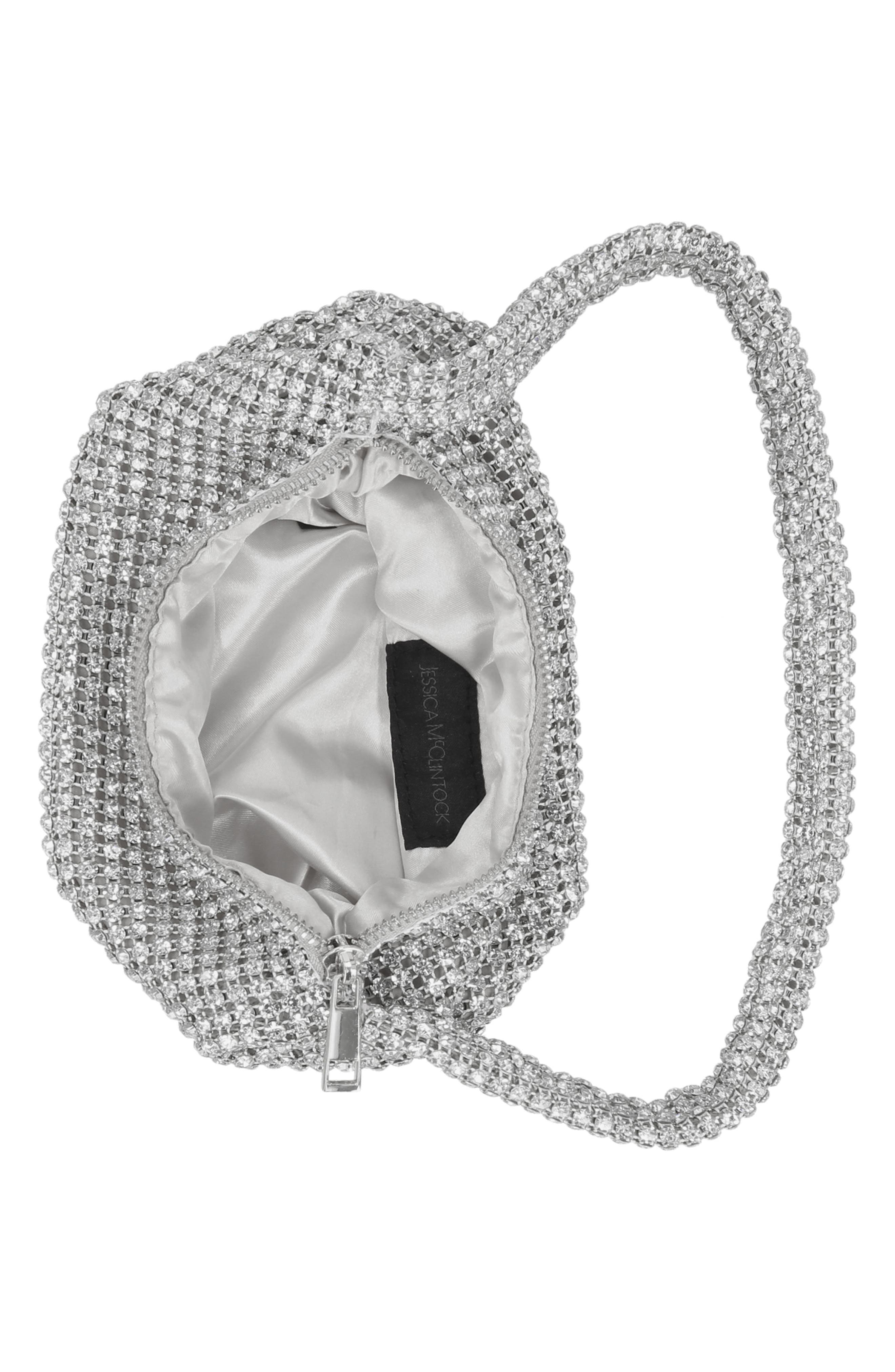 Jessica McClintock Fiona Rhinestone Embellished Shoulder Bag, Alternate, color, Silver