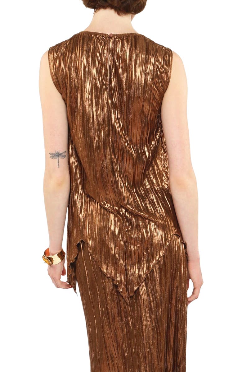 Anna Sui Fortuny Pleats Sleeveless Top, Alternate, color, Bronze