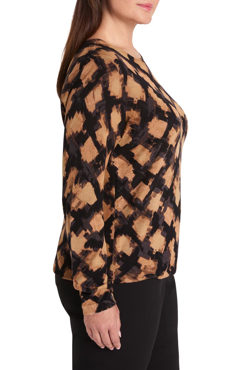 NIC+ZOE Glowy Check Cotton Blend Sweater, Alternate, color, Neutral Multi