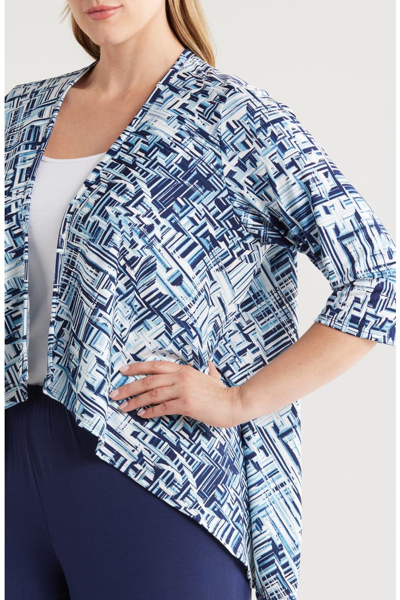 Abstract Print Open Front Cardigan, Alternate, color, NAVY MULTI