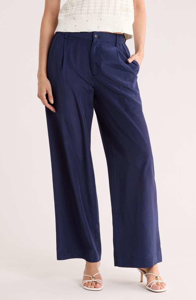 Simkhai Sydnie Pleated Wide Leg Pants, Main, color, Midnight