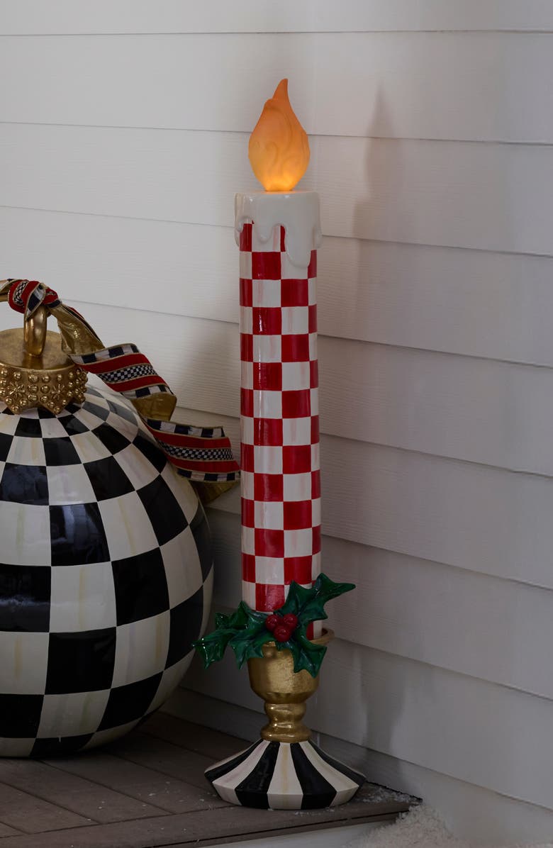 MACKENZIE CHILDS Check It Out Large Illuminated Candle Decoration, Alternate, color, Red