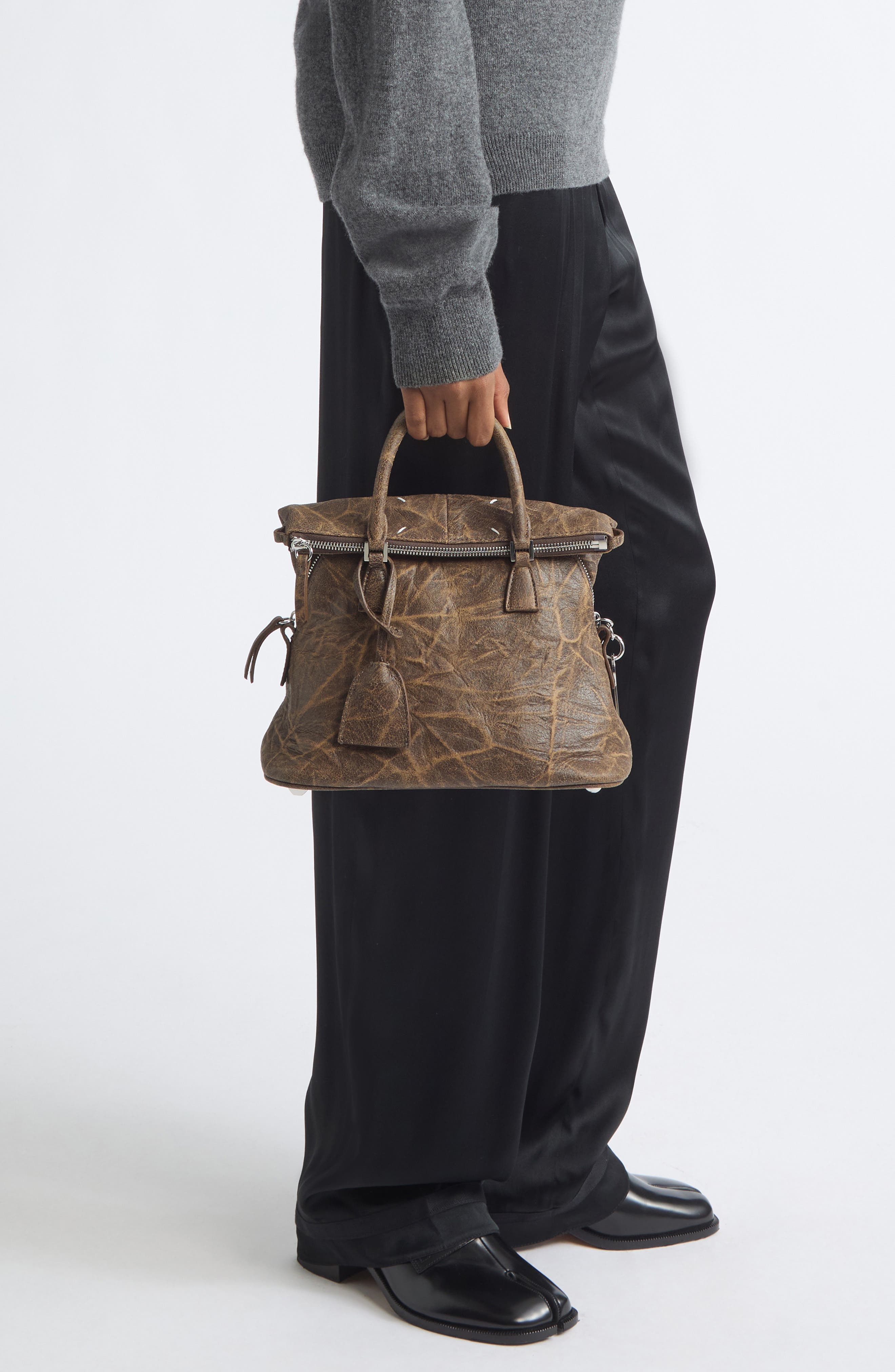 5AC Soft Mini Leather Crossbody Bag, Alternate, color, BROWN