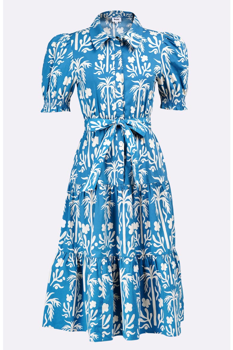 Octavia Puff Sleeve Shirt Dress, Alternate, color, Palm Fields Mykonos Blue
