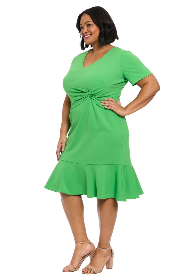 V-Neck Twist Midi Dress, Alternate, color, KELLY GREEN